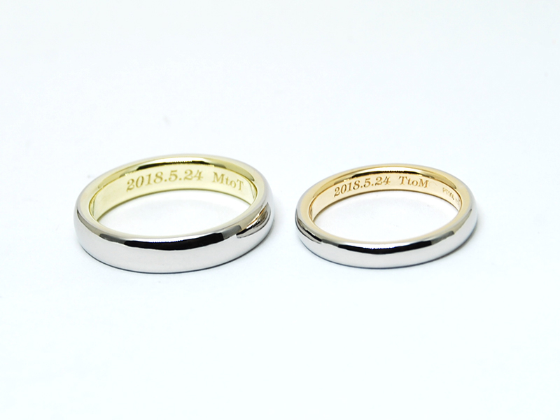 プラチナと18金のオーダーメイド結婚指輪1