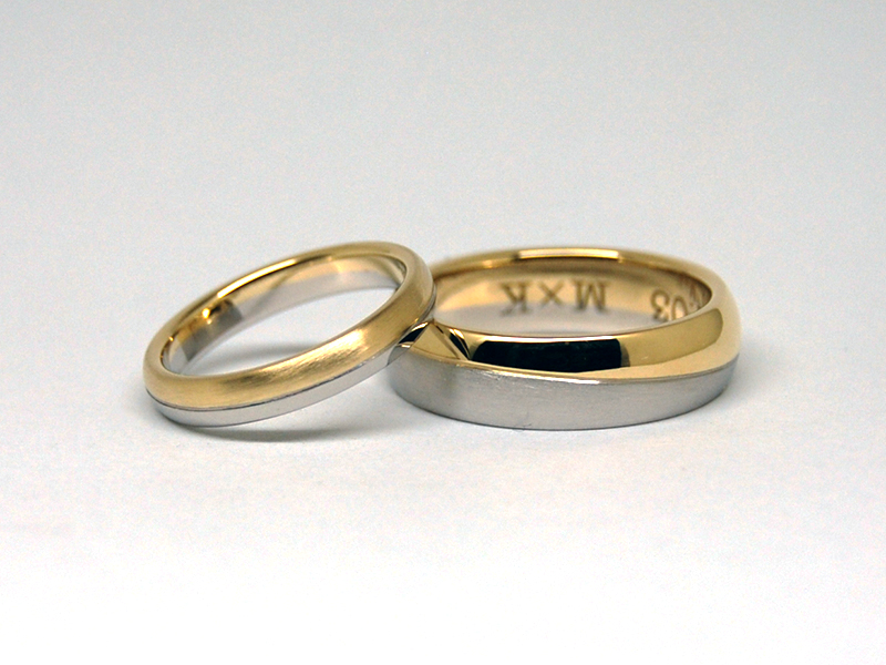 オーダーメイドプラチナ 18金 コンビネーション結婚指輪